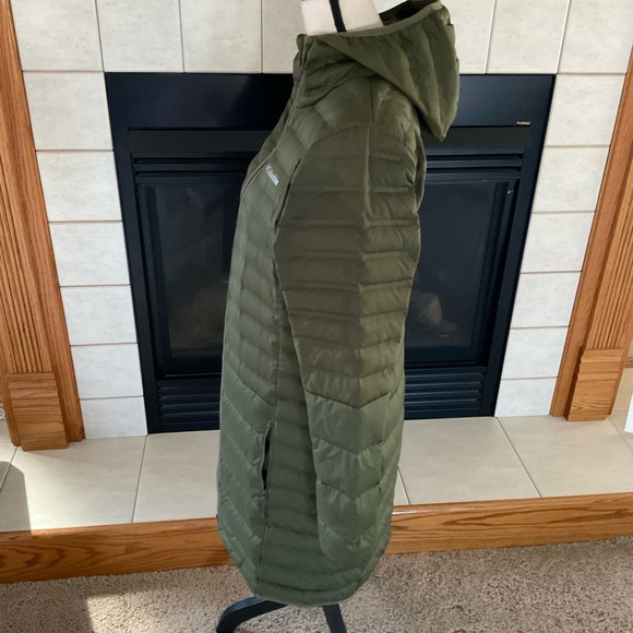 Columbia McKay Lake Long Scuba Hooded, Down Olive Green Jacket, Women’s Sz M - Picture 5 of 14